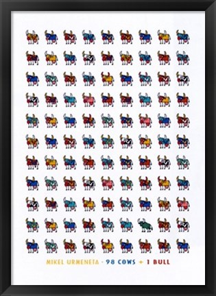 Framed 98 Cows &amp; 1 Bull Print