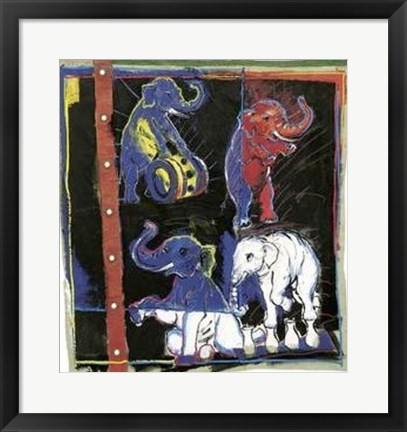 Framed Four Elephants Print