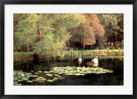 Framed Lily Pond, Shudbrook, Near Lincoln Print