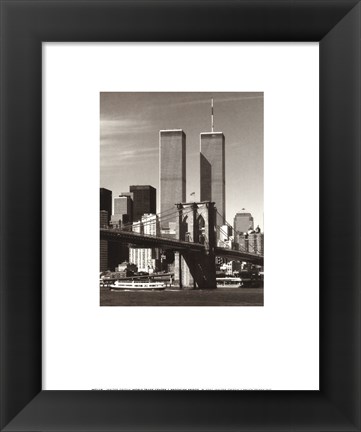 Framed World Trade Center over the Brooklyn Bridge Print