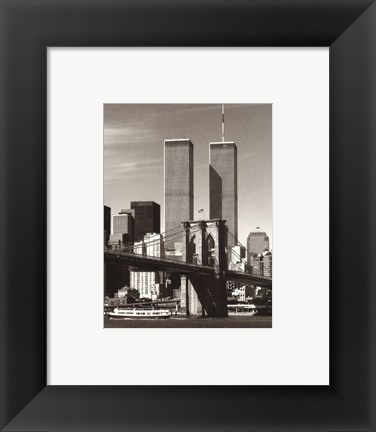 Framed World Trade Center over the Brooklyn Bridge Print