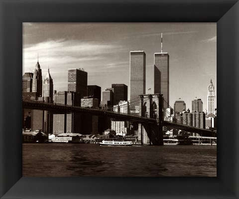 Framed Over the Brooklyn Bridge Print