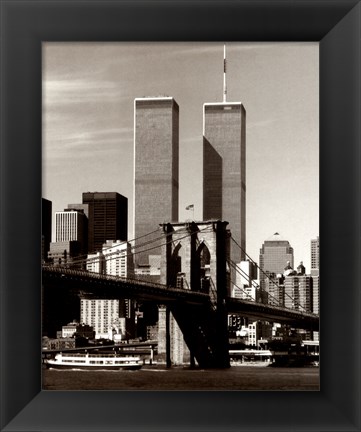 Framed World Trade Center / Brooklyn Bridge Print