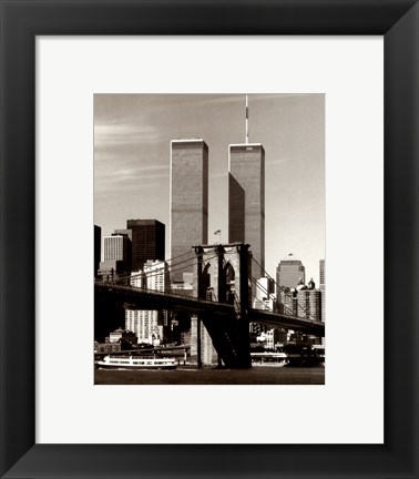 Framed World Trade Center / Brooklyn Bridge Print