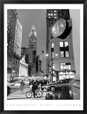 Framed Chrysler Clock, Madison Avenue Print