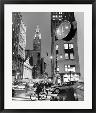 Framed Chrysler Clock, Madison Avenue Print