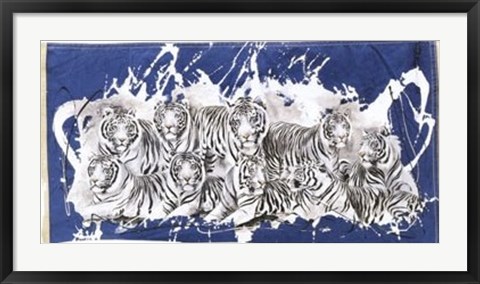 Framed Nine White Tigers Print