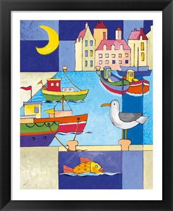 Framed Harbour Scene III Print