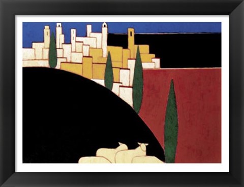 Framed San Gimignano with Sheep Print