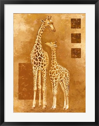 Framed Mother Giraffe with Young Print