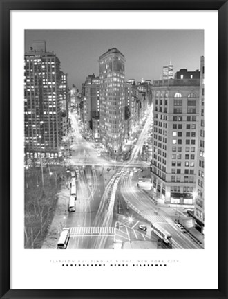 Framed Flatiron Building at Night Print