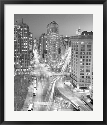 Framed Flatiron Building at Night Print