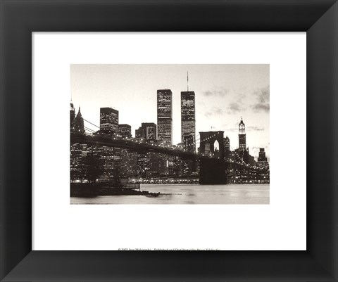 Framed WTC Over Brooklyn Bridge (Day) Print