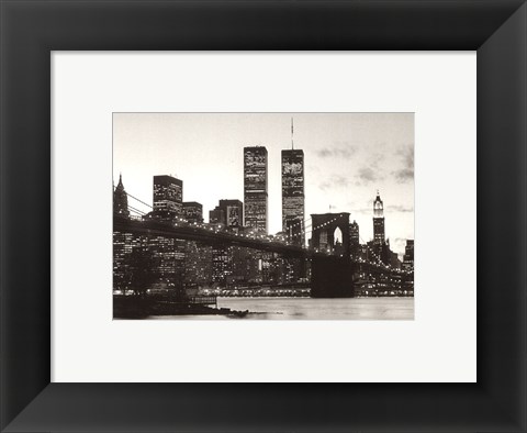 Framed WTC Over Brooklyn Bridge (Day) Print