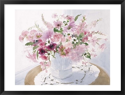 Framed Pink Floral Spray Print