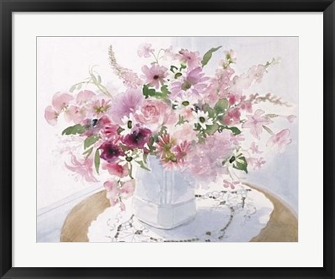 Framed Pink Floral Spray Print