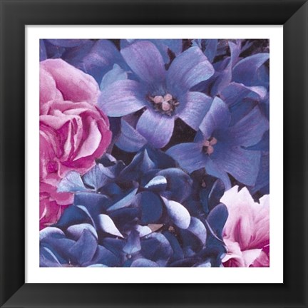 Framed Pink and Blue Flowers Print