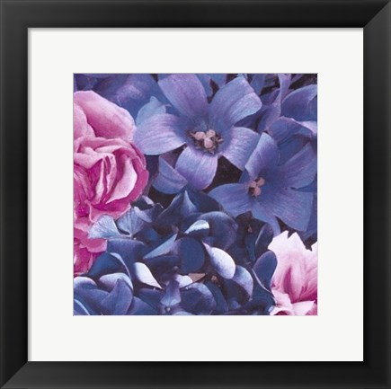 Framed Pink and Blue Flowers Print