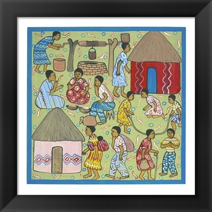 Framed Village Life III Print