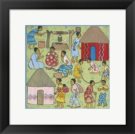 Framed Village Life III Print