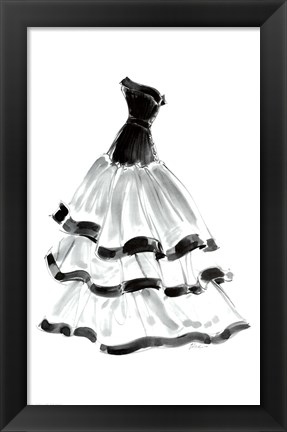 Framed Evening Gown with Ruffles Print