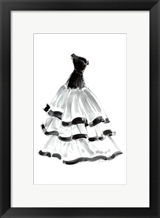 Framed Evening Gown with Ruffles Print