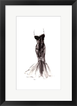 Framed Black Dress with Flair Print