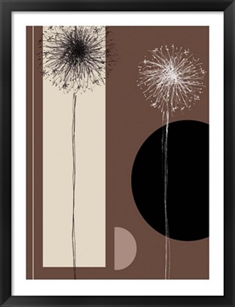 Framed Black and White Dandelions Print