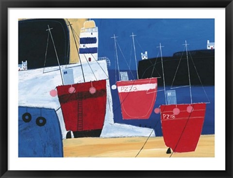 Framed Three Red Boats Print