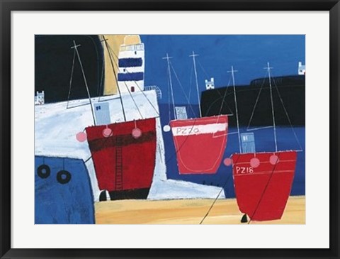 Framed Three Red Boats Print