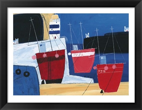 Framed Three Red Boats Print