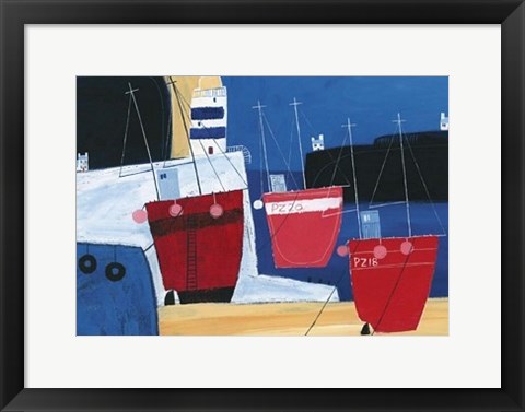 Framed Three Red Boats Print