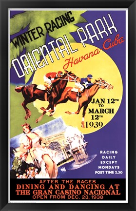 Framed Winter Racing, Oriental Park, Havana, Cuba, 1939 Print