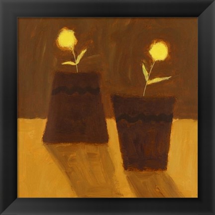 Framed Two Yellow Flowers III Print