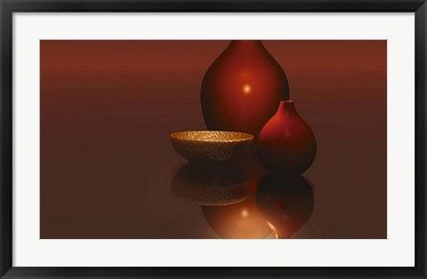 Framed Red Vases with Bowl Print