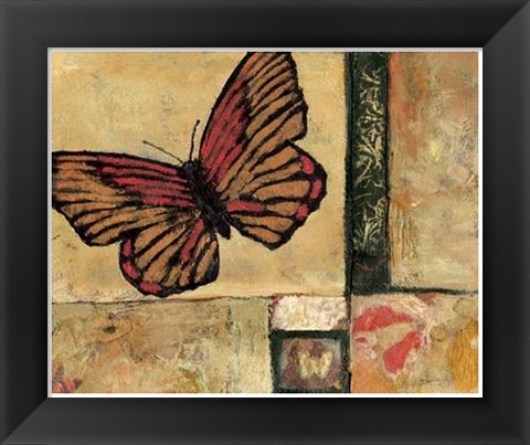 Framed Butterfly In Red Print