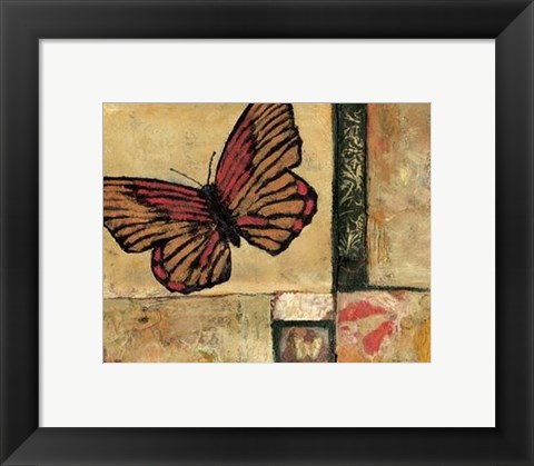 Framed Butterfly In Red Print