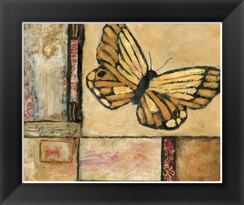 Framed Butterfly In Yellow Print