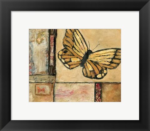 Framed Butterfly In Yellow Print