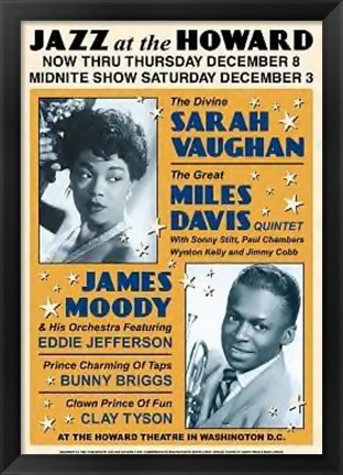 Framed Sarah Vaughan &amp; Miles Davis: Jazz at the Howard Print