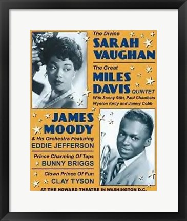 Framed Sarah Vaughan &amp; Miles Davis: Jazz at the Howard Print