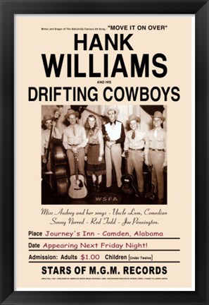 Framed Hank Williams and His Drifting Cowboys, Alabama, 1947 Print