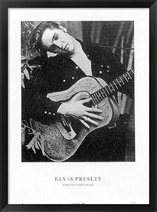 Framed Elvis, with guitar Print