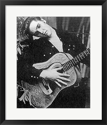 Framed Elvis, with guitar Print