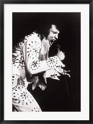 Framed Elvis, performing in Vegas Print