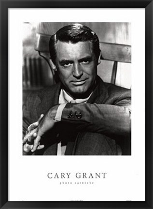 Framed Cary Grant, greyscale photo Print