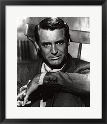 Framed Cary Grant, greyscale photo Print