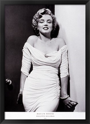 Framed Marylin Monroe, white dress Print