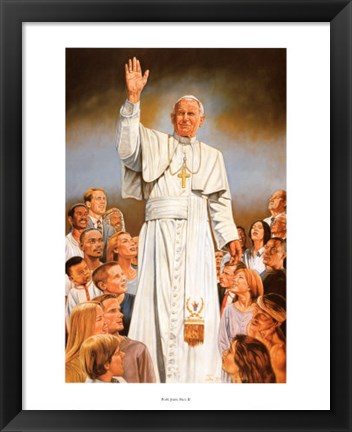 Framed Pope John Paul II, blessings to all Print