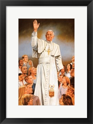 Framed Pope John Paul II, blessings to all Print